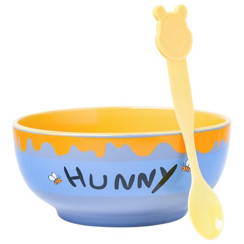 Silver Buffalo Disney Winnie l'ourson Hunny Pot en céramique avec cuillère à couleur changeante, 800 ml