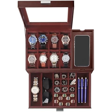 Dajasan Watch Box, Watch Case for Men, 8 Slot Watch Display Case, Large Watch Holder Organizer, Watch Storage Case for Men Women Boys Husband Dad, Gift Idea, PU Leather (Brown) Cover