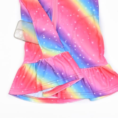 Image of CHILDRENSTAR Girls Swim Coverups Terry Swimsuit Cover-Up Hooded Zip-Up Beach Robe