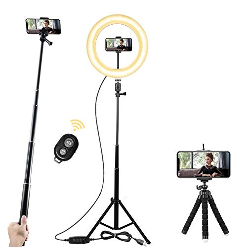 LED Ring Light with Adjustable Tripod Stand and Phone Holder, 10