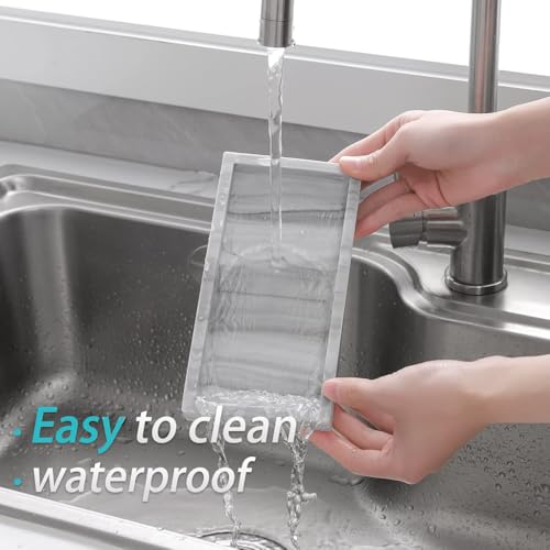 Image of HASTHIP Silicone Bathroom Tray for Countertop & Vanity, Modern Marble Pattern Jewelry, Wristwatch, Makeup, Perfume Organizer, Non-Slip, Durable Storage Tray, 20x10cm, Easy to Clean