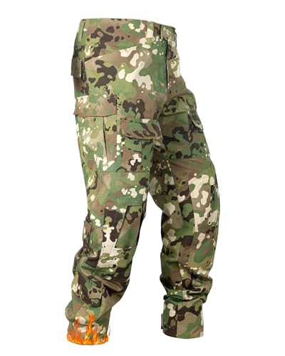 Men's Fleece Lined Tactical Pants Waterproof Hiking Pants Casual Thermal Cargo Pants Winter Insulated Work Pants