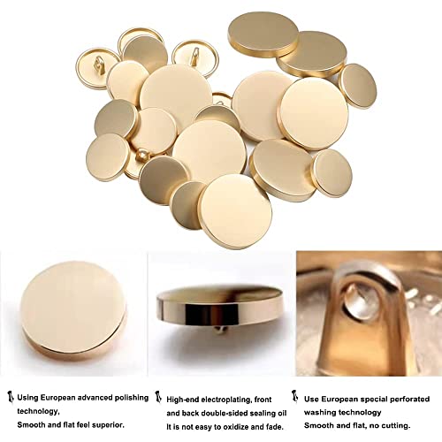 Yuearn 24Pcs Gold Buttons For Blazer , Gold Shank Buttons 23Mm15Mm Gold Blazer Buttons Set, Metal Flat Round Shaped Sewing Button For Women Suit Bracelet Wrapping Sewing Crafting(Gold) #TOP4