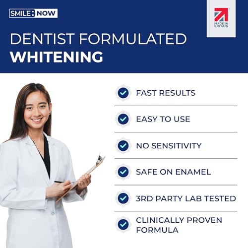 Tanden bleken strips - 20 Pap tanden whitener sessies - gemaakt in het Verenigd Koninkrijk - Niet-gevoelige 40 peroxidevrije strips - emaille veilig door SMILE:NOW - Image 5