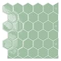 10-Sheet Hexagon Peel and Stick Kitchen Backsplash Tiles,Honeycomb Waterproof Self-Adhesive Wall Tile Stick on Backsplash for Kitchen,RV and Bathroom(Sage Green,12"×12")