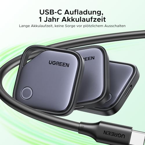 UGREEN FineTrack G 4er Pack mit USB C Aufladung, Bluetooth Tracker kompatibel mit Google Find Hub (nur Android), Schlüsselfinder für Gepäck/Koffer, Smarttag kompatibel mit Pixel 10/Galaxy S25 usw.
