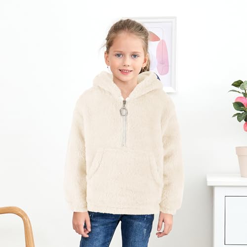 MODAFANS Girls Buffalo Plaid Fleece Hoodies Pullover Teddy Bear Jacket Sweatshirt Casual Outwear Coat with Pockets 4-13Years2