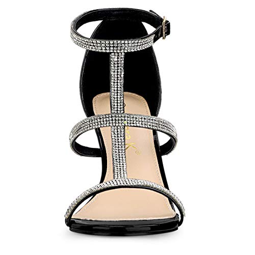 Allegra K Women's Rhinestone Ankle Strap Stiletto High Heel Sandals2