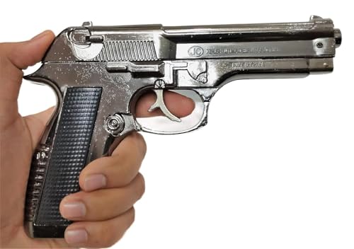 Image of Gun Pistol Lighter Heavy Weight Metal Body Real and Original Like Gun Pistol for Decorative, Smoking Filled with Gas (608 Silver)