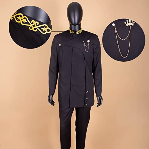Men's 2 Pieces Suit Elegant Single Breated Slim Fit Embroidery Blazer Pants Set African Clothes Wedding3