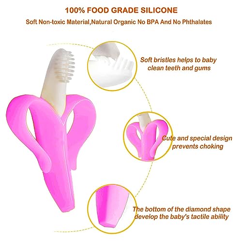 Image of Baby Skin Care Powder Talcum Puff Case Cum Container Box With Banana Shape Molar Teething Toy for Babies /Toddler /Infants /New Born BPA Free (PATTERN 44)
