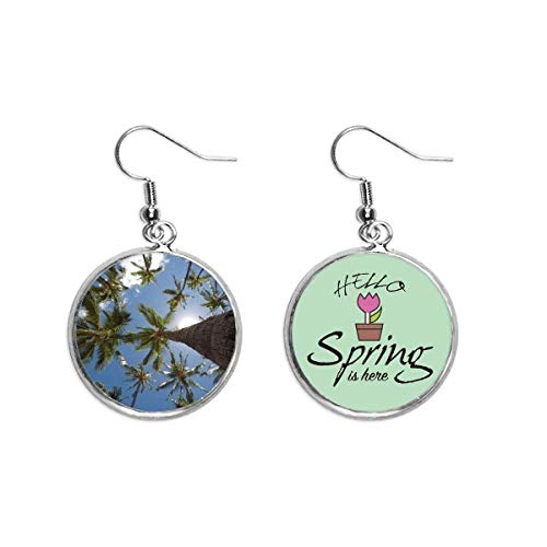 Pendientes de primavera azul cielo con colgante de árbol de la vida