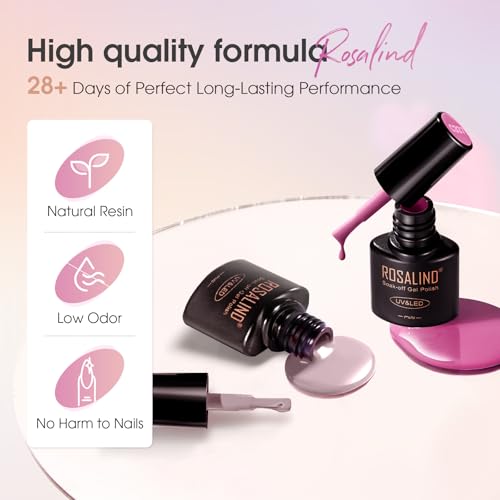 ROSALIND Esmaltes Semipermanentes Para Uñas, 18 Piezas Rosa Nude Blanco Rojo Violeta Marrón Colores Esmaltes Semipermanente, UV LED Pintauñas Semipermanentes Nail Art Manicure Regalo - imagen 4