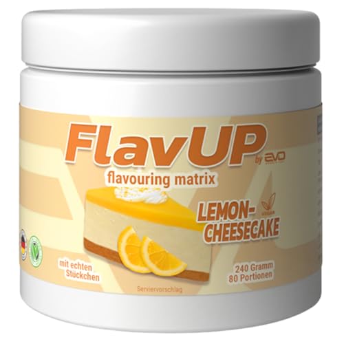 EVO SPORTS FUEL FlavUp Flavour pulver | Lemon-Cheesecake | 240g | Geschmackspulver zum Süßen | ohne viel Zucker und Kalorien | geprüfte Qualität | Made in Germany (1er Pack)