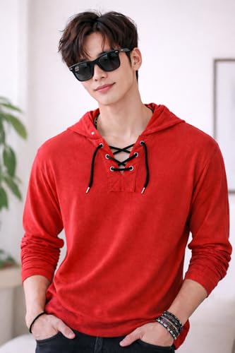 Image of Men's Cotton Blend Regular Fit Hooded Neck T-Shirt