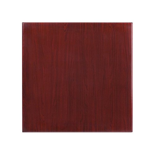 Flash Furniture 30'' Square High-Gloss Mahogany Resin Table Top with 2'' Thick Drop-Lip