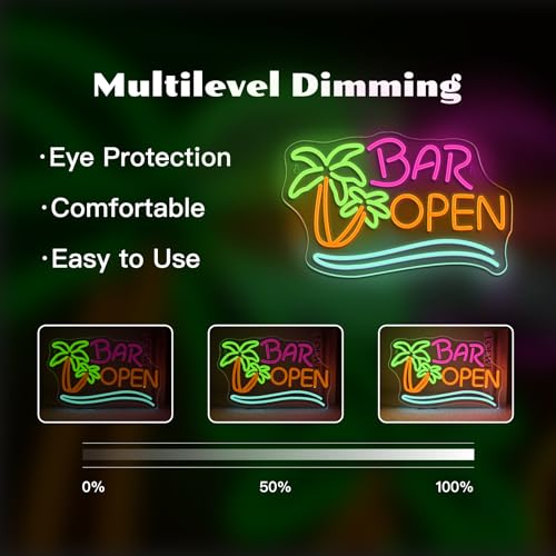Image of ineonlife Coconut Tree Open Neon Sign Bar Neon Signs for Wall Decor Palm Tree LED Lights for Beer Bar Cafes Man Cave Shop Hotel Party Decorations Teen Boy Gift