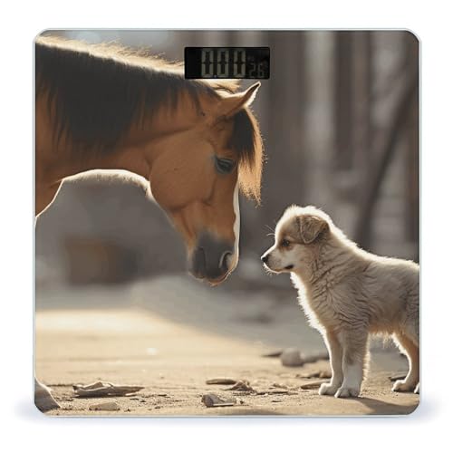 Báscula digital de baño con diseño perro y caballo