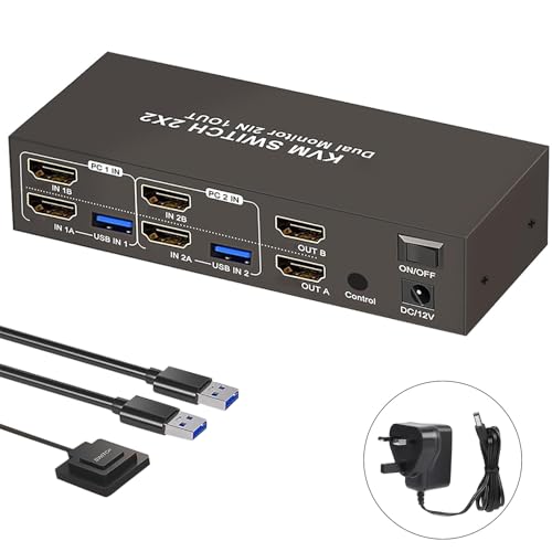 Commutateur KVM double écran vertical HDTV concentrateur USB 3.0 métal - 7