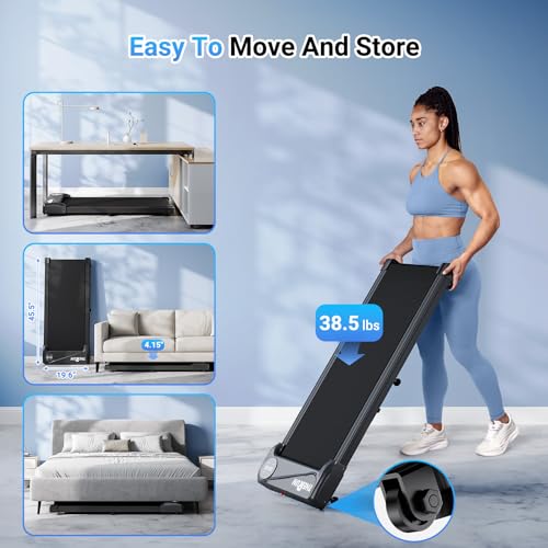 Image of THERUN Walking Pad Treadmill Under Desk, Portable Mini Treadmill for Home /Office, Walking Pad Treadmill 2.5HP, Walking Jogging Machine with 300 lbs Weight Capacity Remote Control LED Display