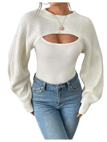 Image of GORGLITTER Women's Shrug Cropped Bolero Cardigan Long Sleeve Fall Sweaters 2026 Lightweight Dressy Knit Pullover Tops
