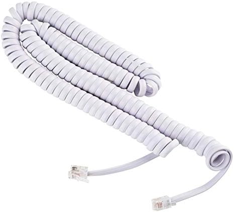 Phone Cord for Landline Phone – Tangle-Free, Handset Curly Telephones Land Line Cord –Easy to Use + Excellent Sound Quality – Phone Cords for Home or Office (15ft Long) Color Choctaw White