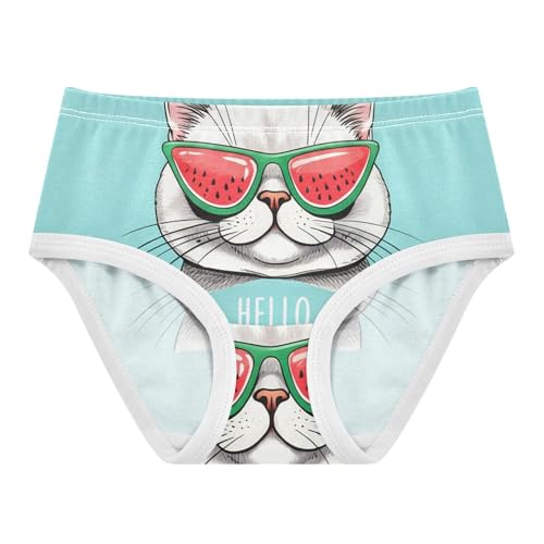 Cute White Cat Turquoise Blue Panties Little Girl Toddler Underwear Custom Cotton Animal Briefs Girls Undies 2t