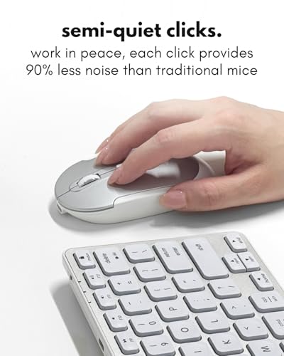 Image of Macally Wireless Bluetooth Mouse for Mac, MacBook Pro /Air, iPad, and PC - Comfortable and Quiet Compatible Wireless Apple Mouse - Rechargeable Battery - Silver