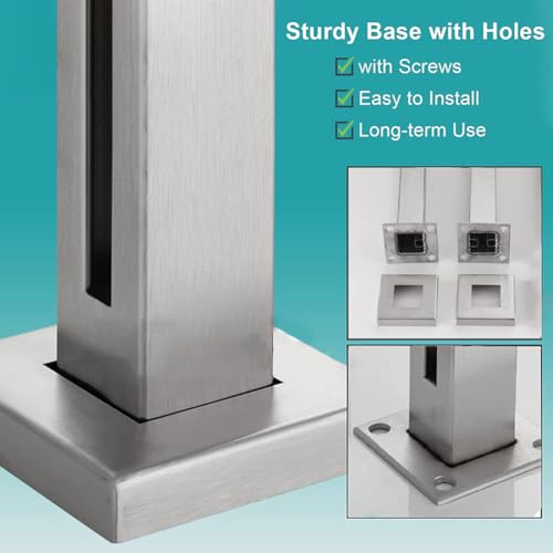 304 Stainless Steel Glass Railing Post with Spigot Slots - 41.3" Balustrade for Indoor & Outdoor Decks, Balconies, Staircases, Attics - Durable End Post Solution