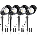 JTBI Low Voltage Landscape Lighting, 8W 800LM LED Landscape Lights with Connectors for Tree Garden Yard Pathway | 12V 24V Warm White 2700K Spotlights | IP67 Waterproof | 4 Pack
