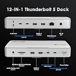 WAVLINK Intel Certified Thunderbolt 5 Docking Station: TB5 Dock with 120Gbps Max Transfer, Thunderbolt 5 hub with 140W Max Charging, 4X USB-A 3.2 Gen 2, Cooling System, 8K Display for TBT 5/4 Laptops