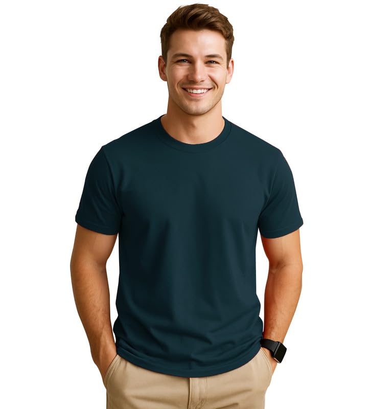 Image of Sleepynuts Men's Regular Fit Round Neck Half Sleeves Solid Casual Wear T-Shirt