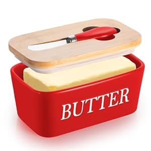 Osrioal rote Butterdose mit Holzdeckel