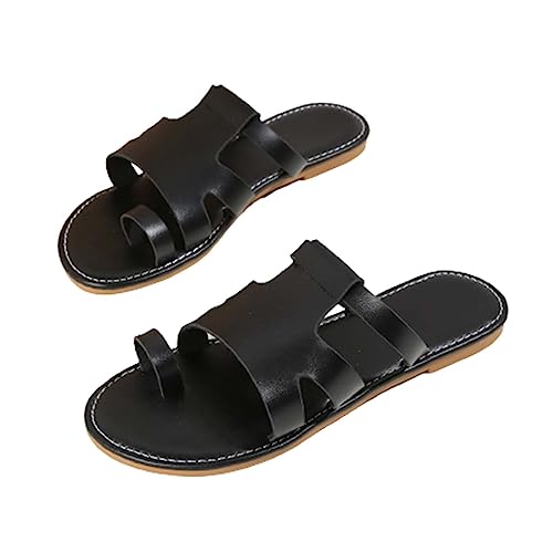 Sandálias femininas de praia vazadas casuais chinelos rasos sandálias retrô chinelos de verão femini