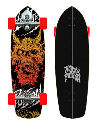 Heavy Poison Surfskate Complete With Buri Surf Skate Skateboard Trucks - Demon On Fire 34 Heavy Poison Surfskate Complete With Buri Surf Skate Skateboard Trucks - Demon On Fire 34