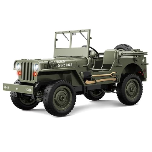 Image of 1:12 Remote Control Willys Military Car, 2.4GHz 4WD Off Road RC Rock Crawler with Rechargeable Battery, LED Lights, All Terrain Remote Control Car for Kids & Adults (Multicolor)