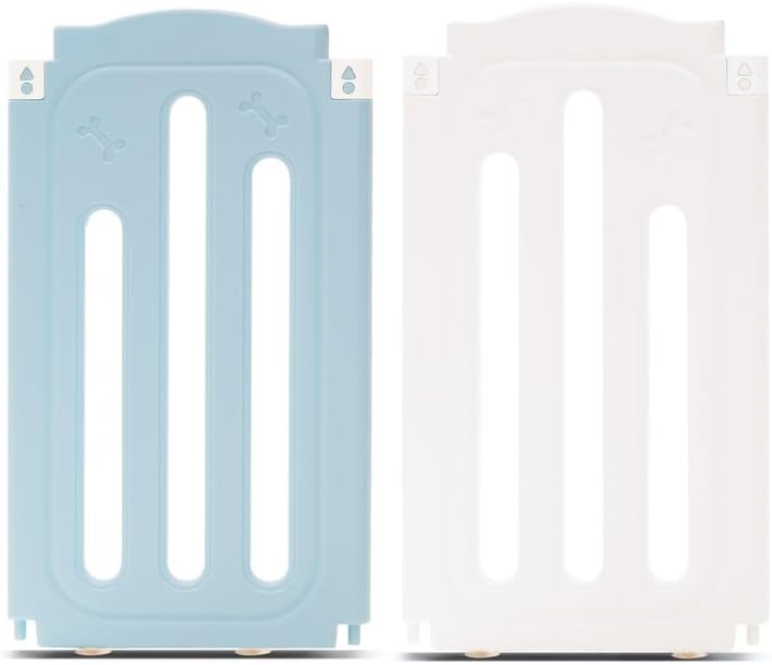 Dog Playpen, Foldable Puppy Play Pen for Indoors, 25.5" H 2-Panel Adjustable Shape Dog Fence Panels, Non-Slip & Secure Pet Gate,Easy Assemble/Storing(Blue,White)