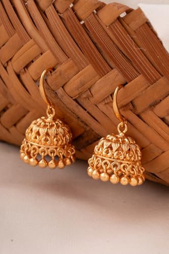 Image of Radha's Creations brass Ruby Emerald stud earrings one gram gold for women and girls one gram gold