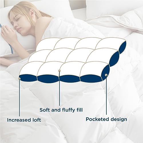 Bedsure Premium Down Comforter King Size, Luxurious High-Loft White Down Duvet Insert for All Seasons, Storage Bag & 8 Corner Tabs, Machine Washable, 54 Oz Fluffy Medium Warmth (106x90 Inches)