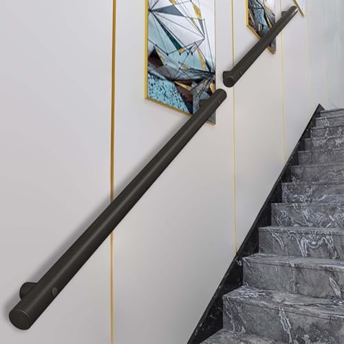 FKXSXAZ Barandilla de Acero Inoxidable para escaleras – 1 m 150 cm 2 m 240 cm 3 m 6 m Barandilla de Escalera montada en la Pared con Soportes, Barra de Agarre Antideslizante para interiore