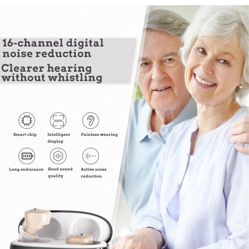 Hearing Aids (Not Amplifiers) for Seniors Severe Hearing Loss,Invisible 16-Channel Digital Rechargeable Intelligent Noise Reduction, Charging Case - Image 3