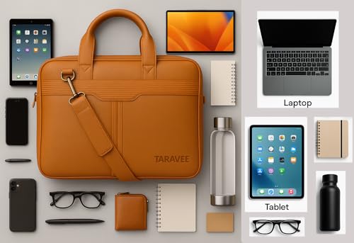Image of Premium Laptop Shoulder Sling Bag, Executive Business Travel Messenger Bag for Men & Women, Luxury Protective Laptop Case Compatible with MacBook, HP, Dell, (15.6 Inches)