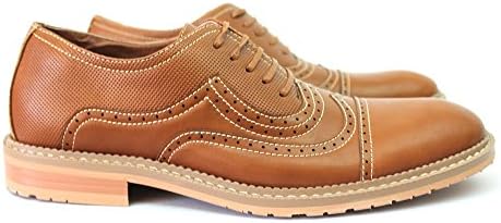 Ferro Aldo Men's Cap to Wing Tip Brogue Modern Dress Shoes 19382 (10 U.S (D) M, Brown) | Image 2