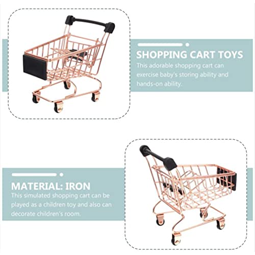 Toyvian 3Pcs Shopping Cart Toys Makeup Sponge Drying Rack, Mini Shopping Cart Shape Display Stand Rack, Mini Shopping Carts Model Grocery Cart With Wheels Doll House Accessories #TOP6