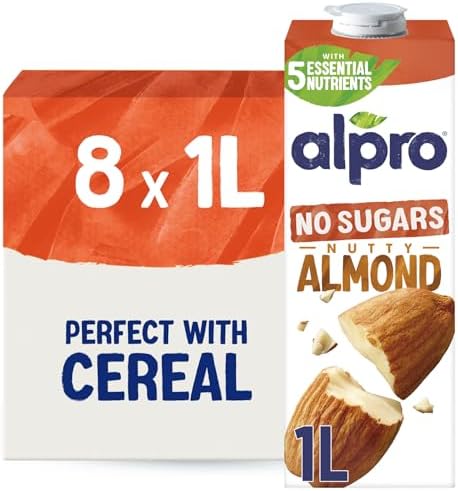 Alpro Almond Drink No Sugar Unsweetened Dairy Free Long Life 1L (8 Pack)
