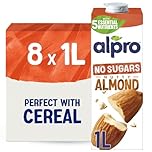 Alpro Almond Drink - No Sugars - Unsweetened Plant-Based Long Life Dairy Free & Lactose Free Milk Alternative - 1L (Pack of 8)