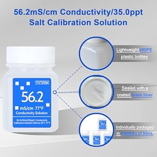 YINMIK 56.2mS Conductivity Solution, 35ppt Salinity Calibration Fluid, Salt buff Solution for Salt Meter&Salt Refractometer of Aquarium, EC Calibration liquid for EC Meter TDS Tester, 4 Bottle of 50mL