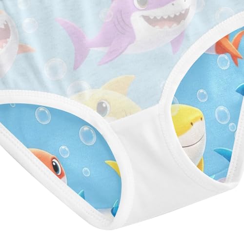 Colorful Cartoon Sharks Blue Toddler Underwear, Girls Briefs, 2T–8 Years4