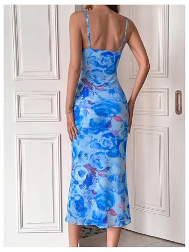 Image of GORGLITTER Women's Floral Wedding Guest Bridal Shower Cocktail Midi Dress | Wedding Dresses for Bride, Bridesmaid Dresses, Orange Dress Women, Vacation Dresses for Woman