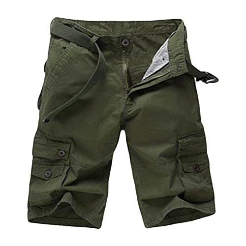 Maiyifu-GJ Men's Relaxed Fit Cargo Shorts Multi Pockets Tactical Outdoor Short Pants Casual Lightweight Twill Army Shorts (ArmyGreen,29)